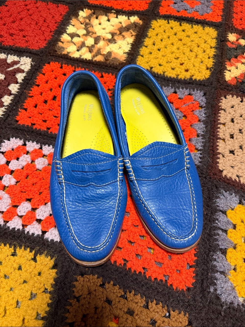 Weejuns Women's Blue Leather Penny Loafers with Cushioned Insole